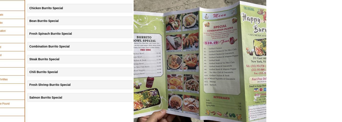 Freshco Burrito Taco Menu