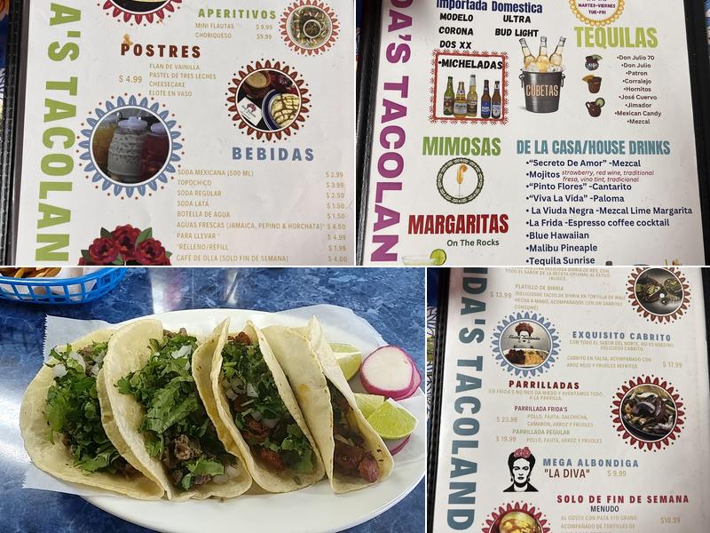 Frida's Tacolandia Menu