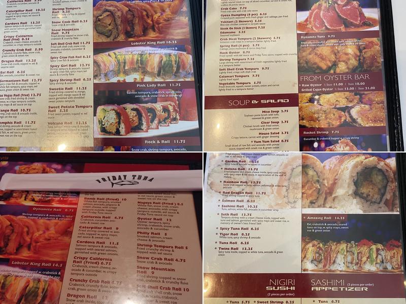 Friday Tuna Menu