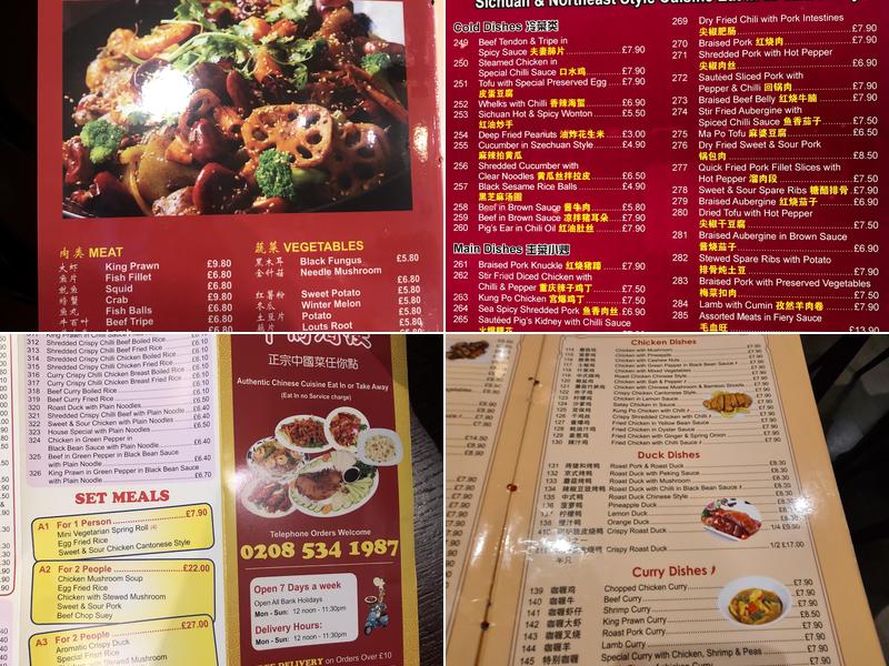 Chinese Overseas Sichuan Menu