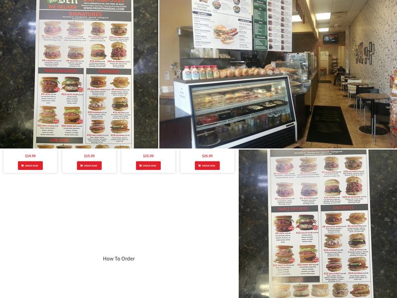 Front Page Deli LLC Menu