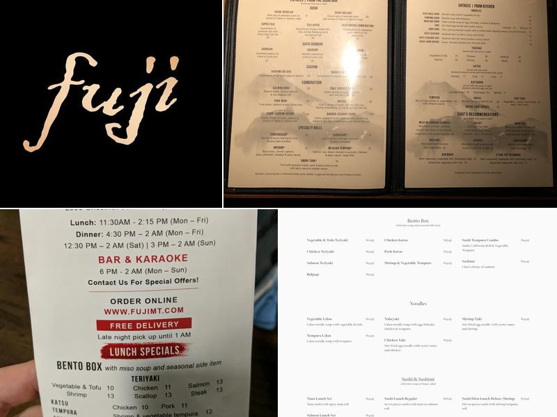 Fuji Mountain Japanese Restaurant Menu