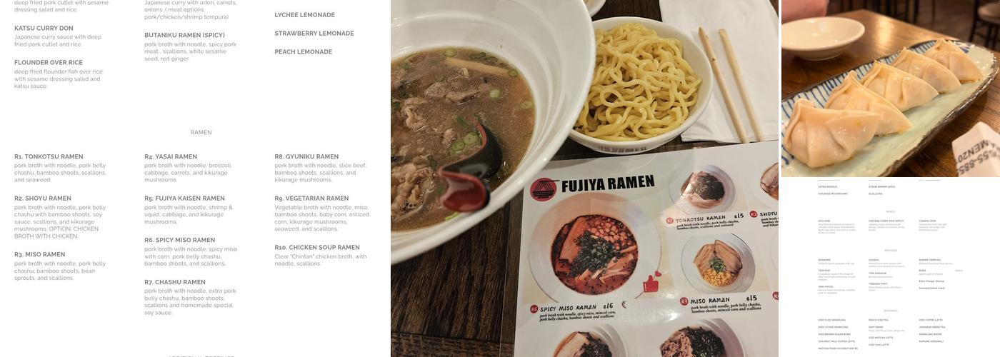 Fujiya Ramen Menu