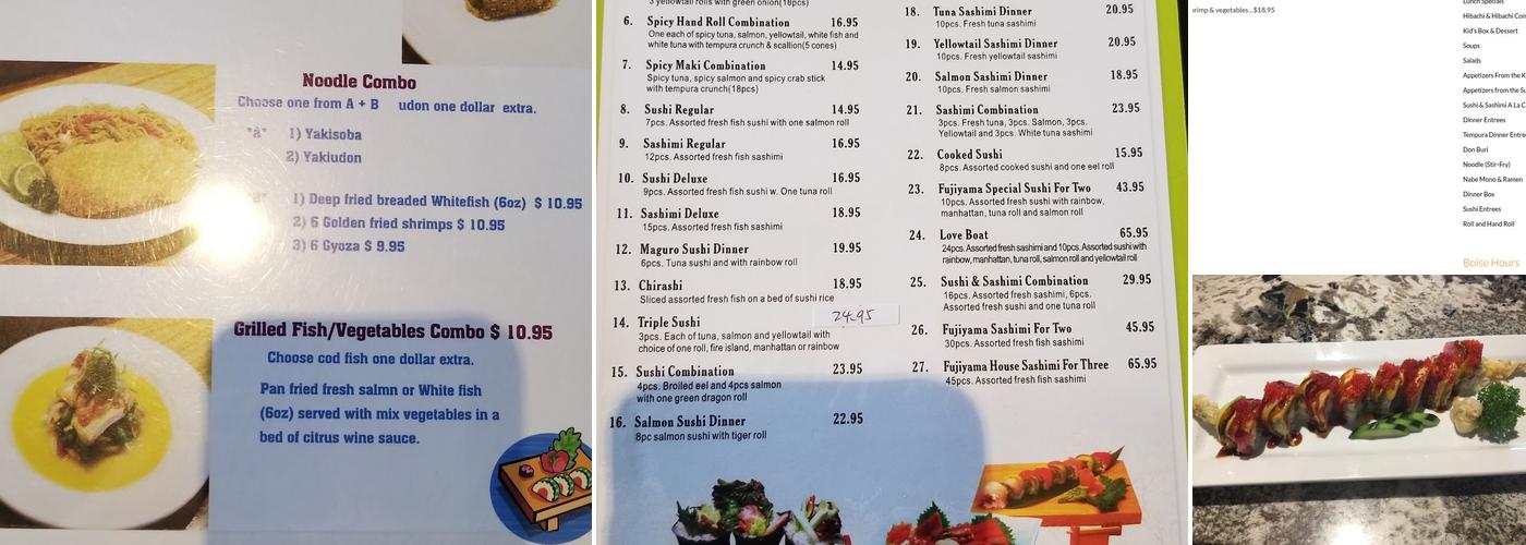 Fujiyama Japanese Restaurant Menu