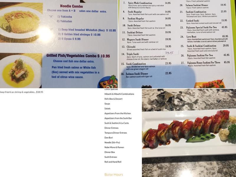 Fujiyama Japanese Restaurant Menu