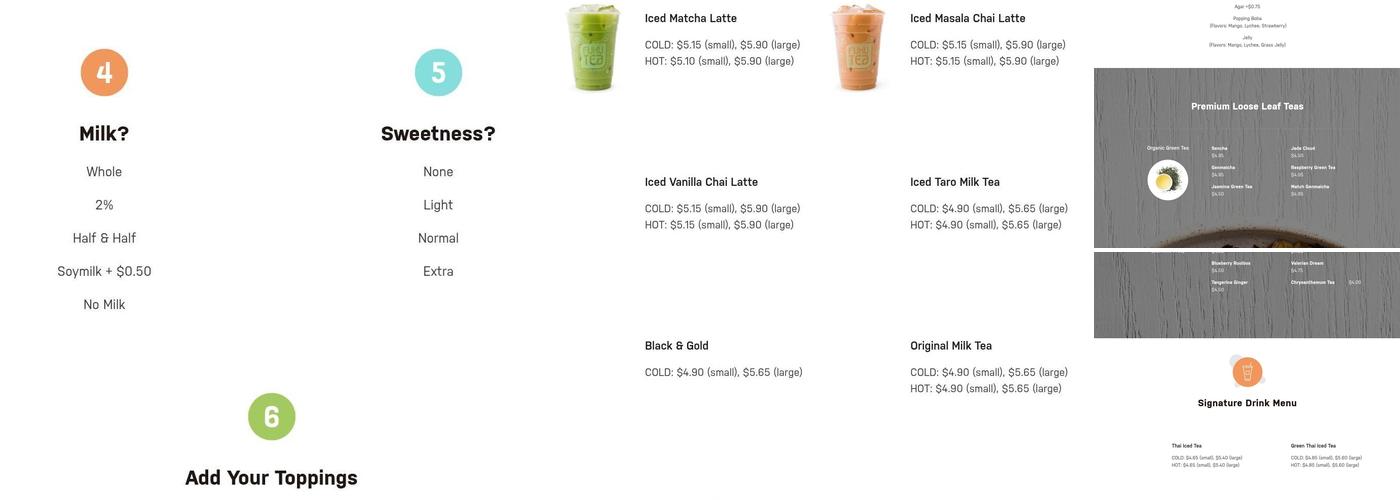 Fuku Tea Menu