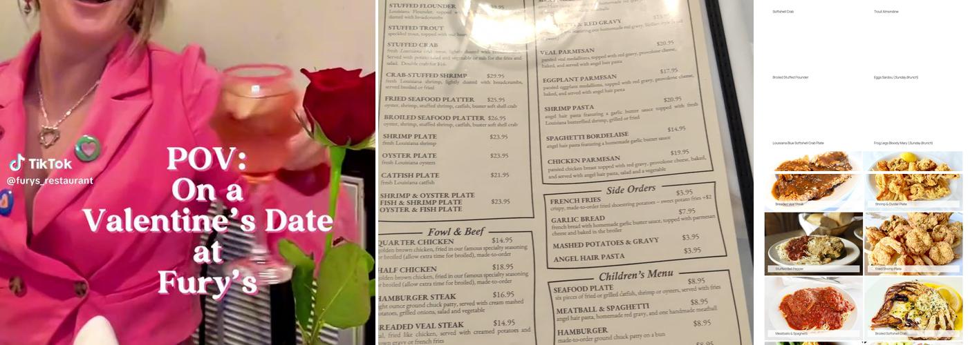 Fury's Restaurant Menu