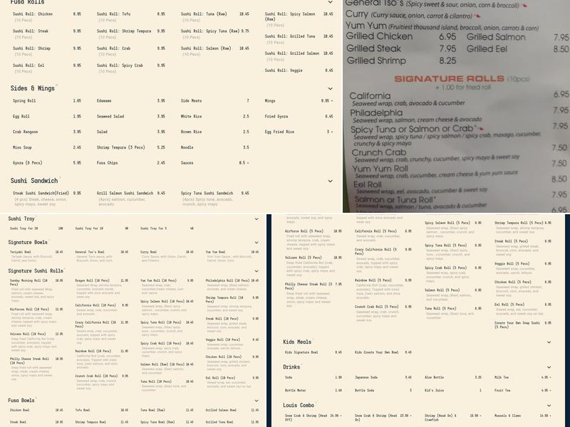 Fusabowl Menu