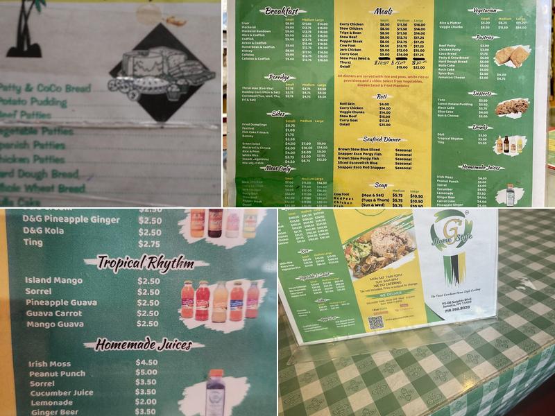 G's Homestyle Cooking Menu