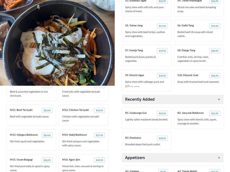 Gangnam Style Korean Kitchen Menu