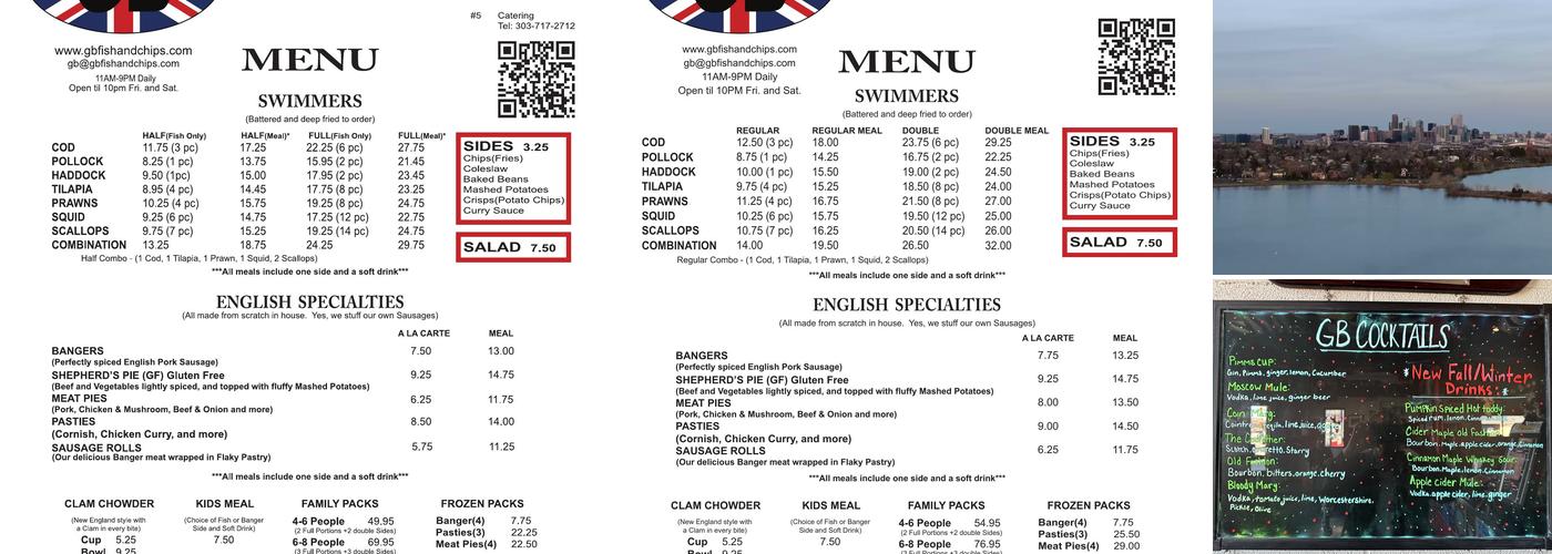 GB Fish & Chips Menu