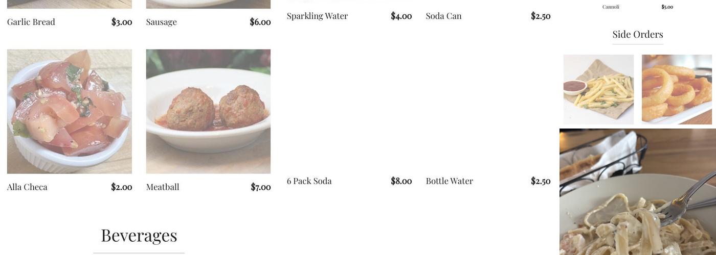 Georges Cucina Italiana Menu