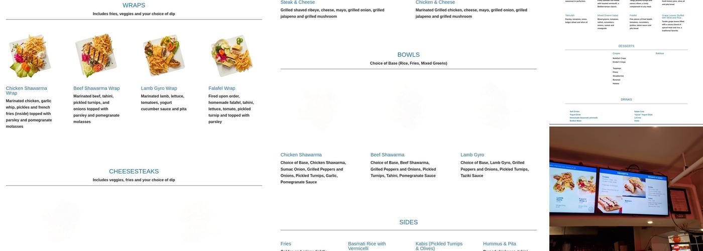 George's King of Falafel and Cheesesteak Menu