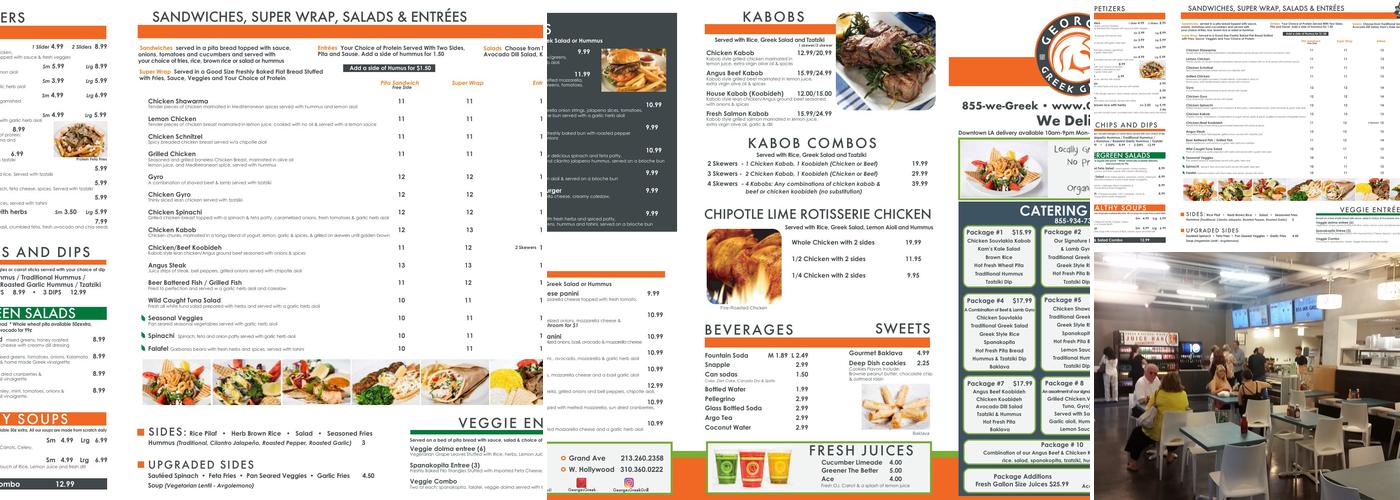 George's Greek Grill Menu