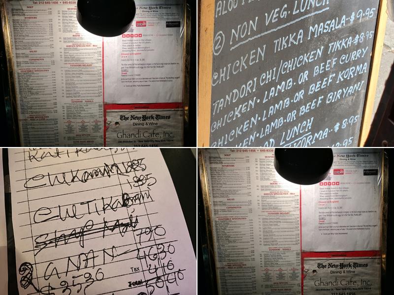 Ghandi Cafe Menu