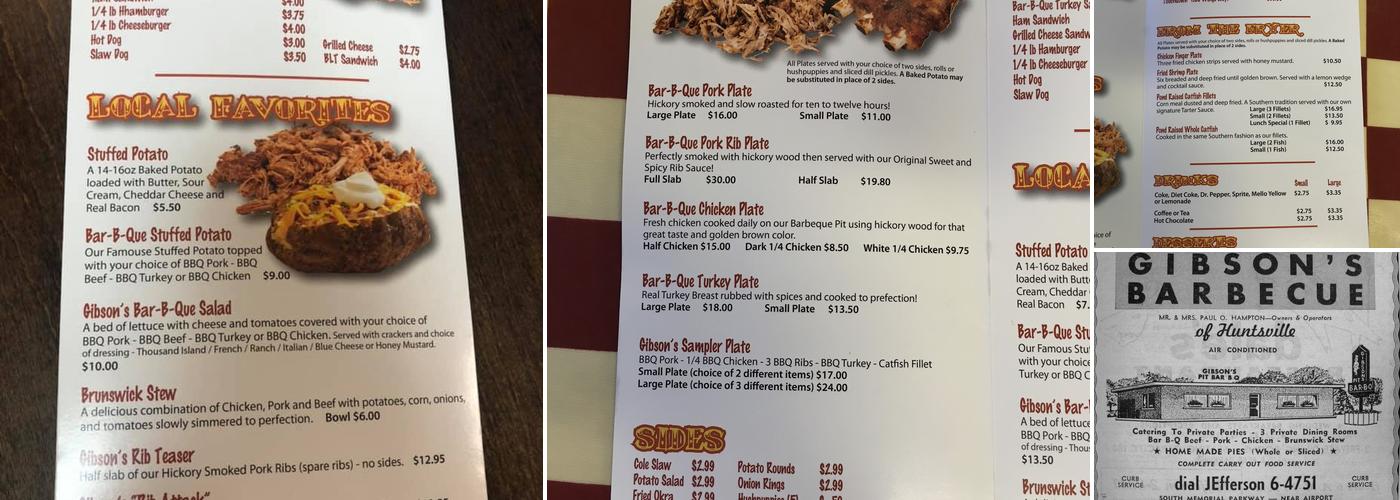 Gibson's Bar-B-Q Menu