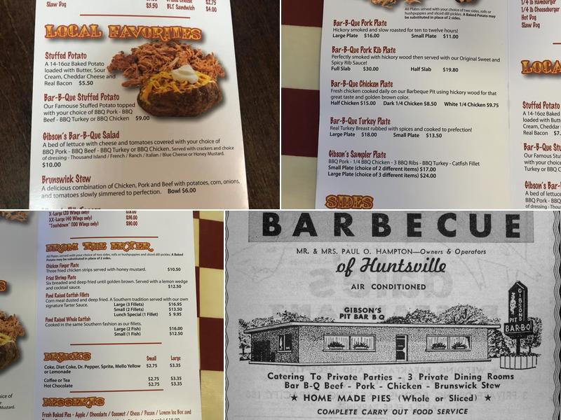 Gibson's Bar-B-Q Menu