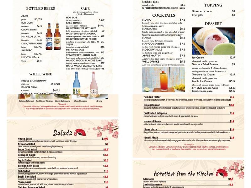 Ginban Sushi Menu