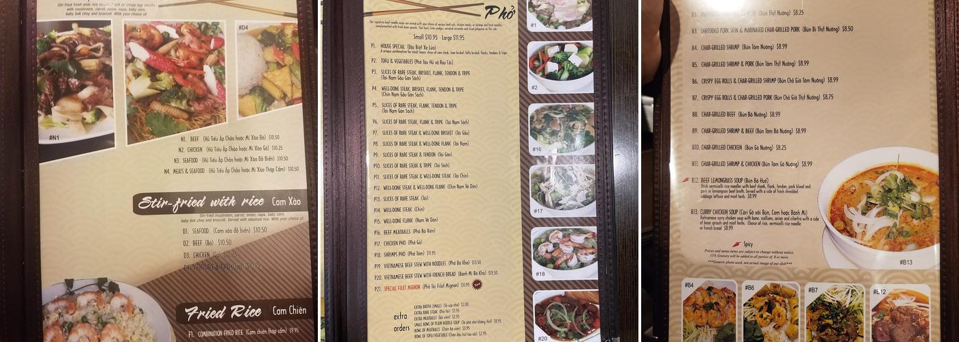 Pho Ginger & Grill Menu