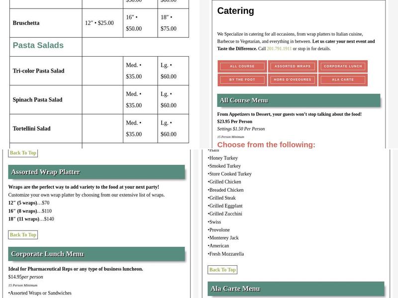 Giovanni's Deli & Catering Menu