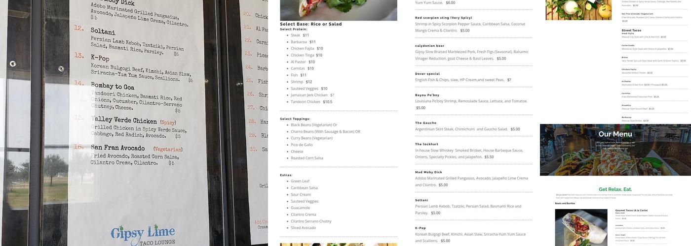 Gipsy Lime Menu