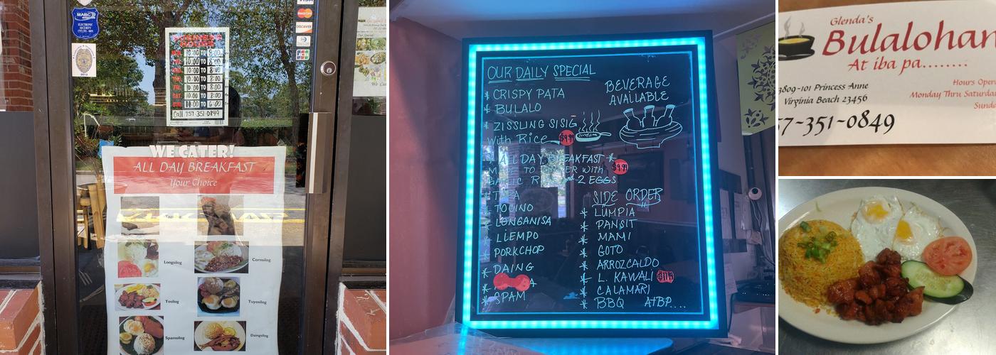 Glenda's Bulalohan Menu