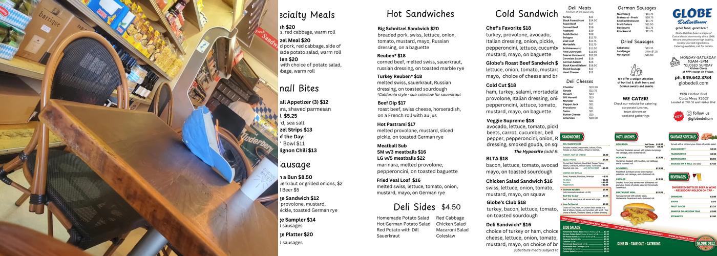 Globe Delicatessen Menu