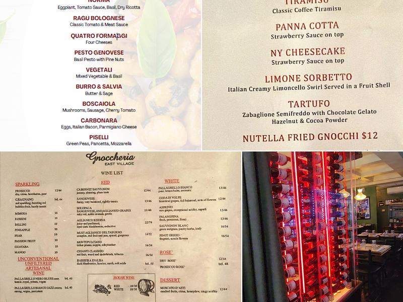 Gnoccheria east village Menu