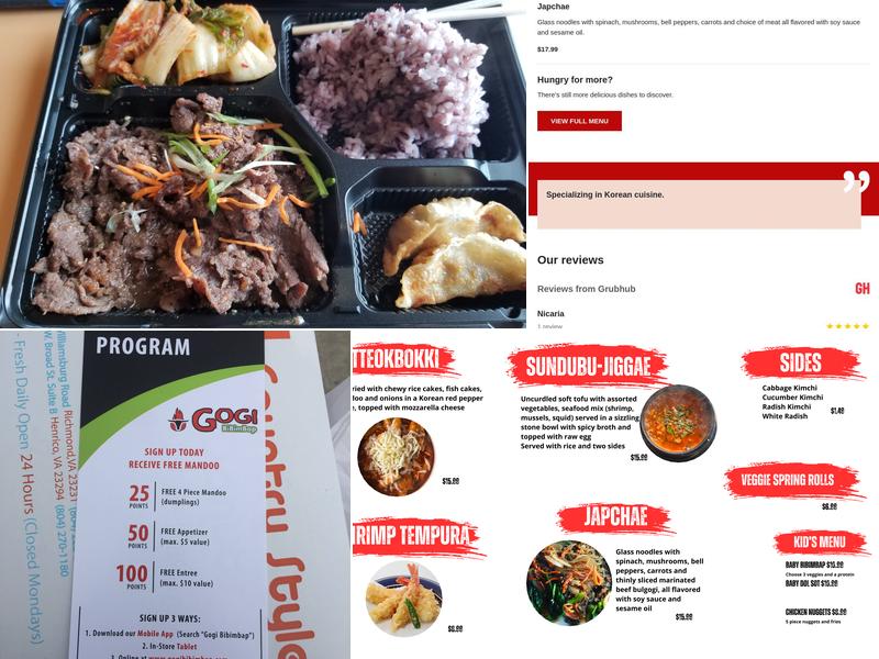 Gogi Bibimbap Menu