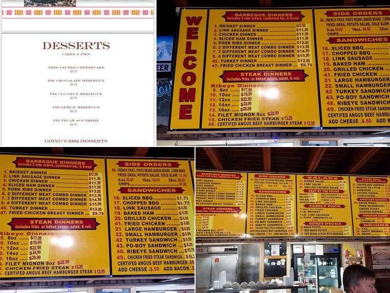 Going's BBQ Menu