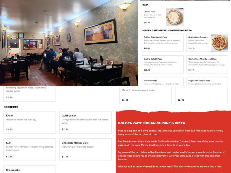 Golden Gate Indian Cuisine & Pizza Menu