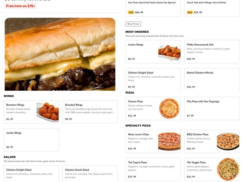 Golden Pizza & Subs Menu