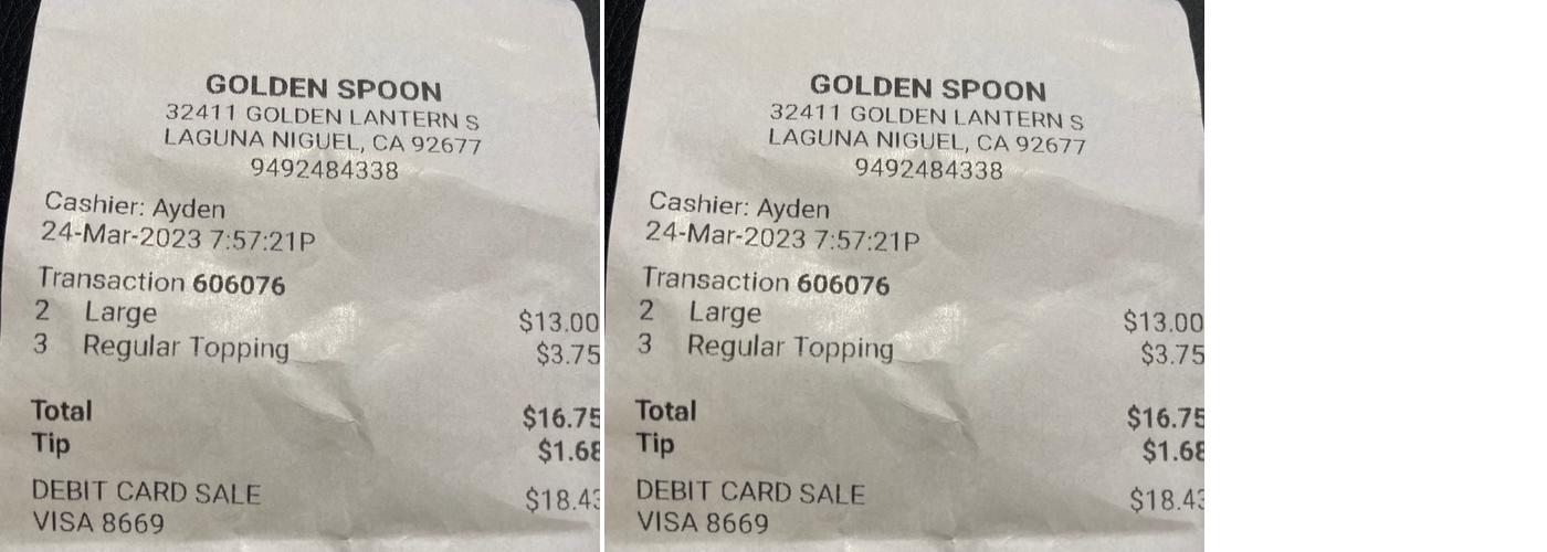 Golden Spoon Frozen Yogurt Menu