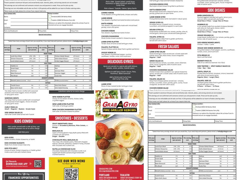 Grab A Gyro Menu