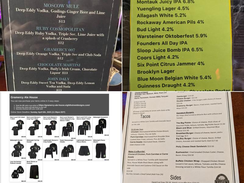 Gramercy Ale House Menu