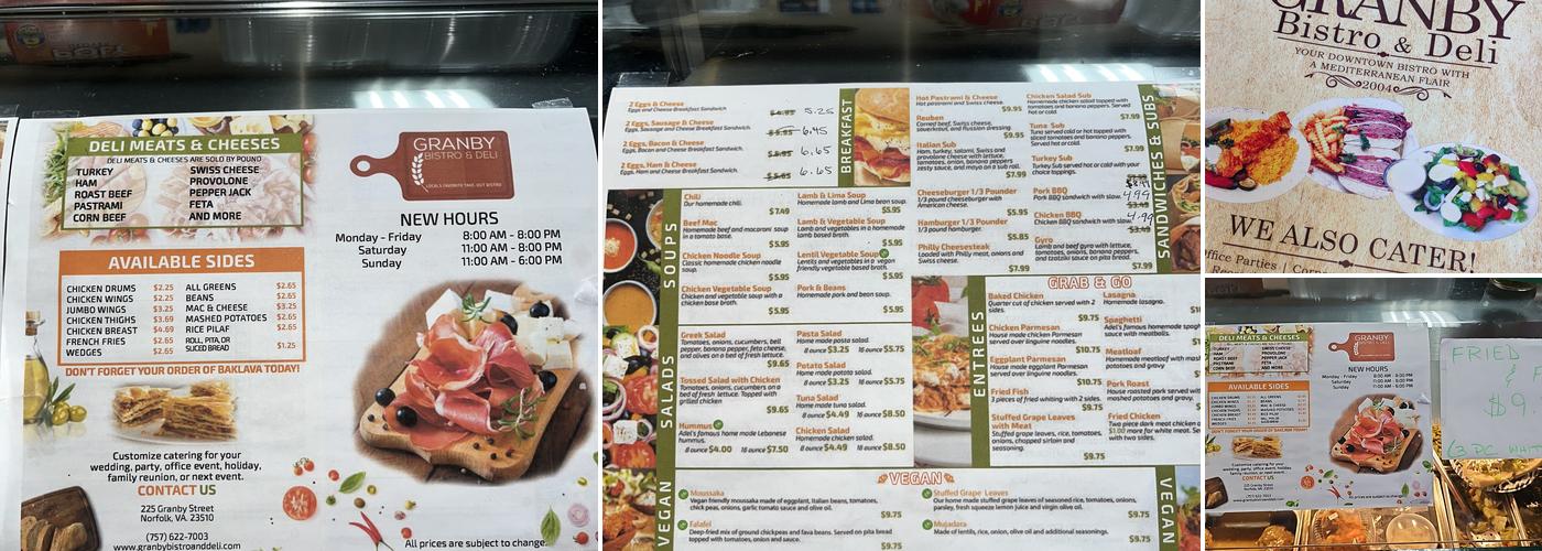 Granby Bistro & Deli Menu