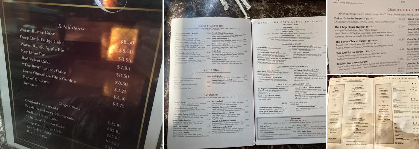 Grand Lux Cafe Menu