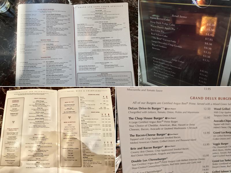 Grand Lux Cafe Menu