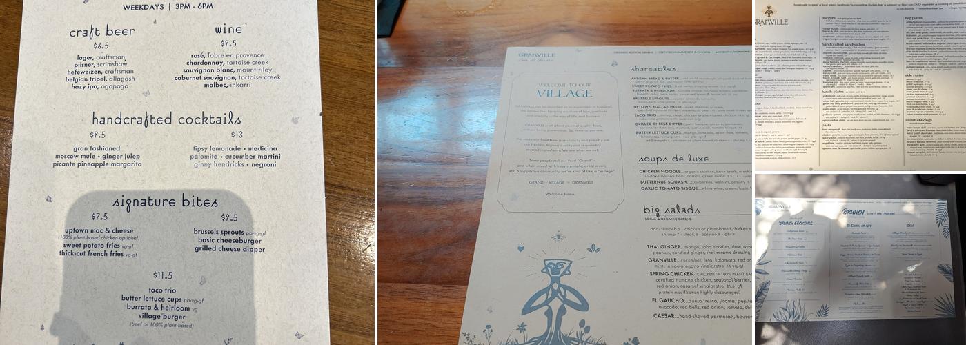 GRANVILLE Menu