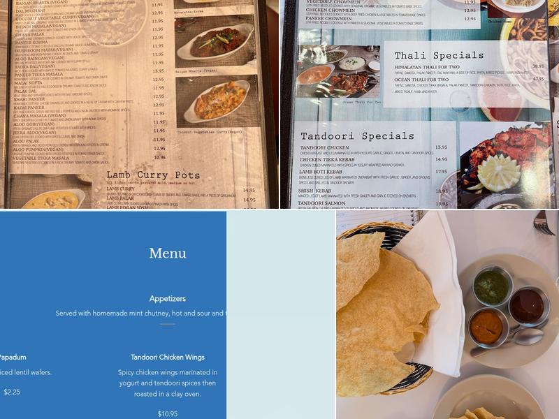 Ocean Indian Cuisine Menu