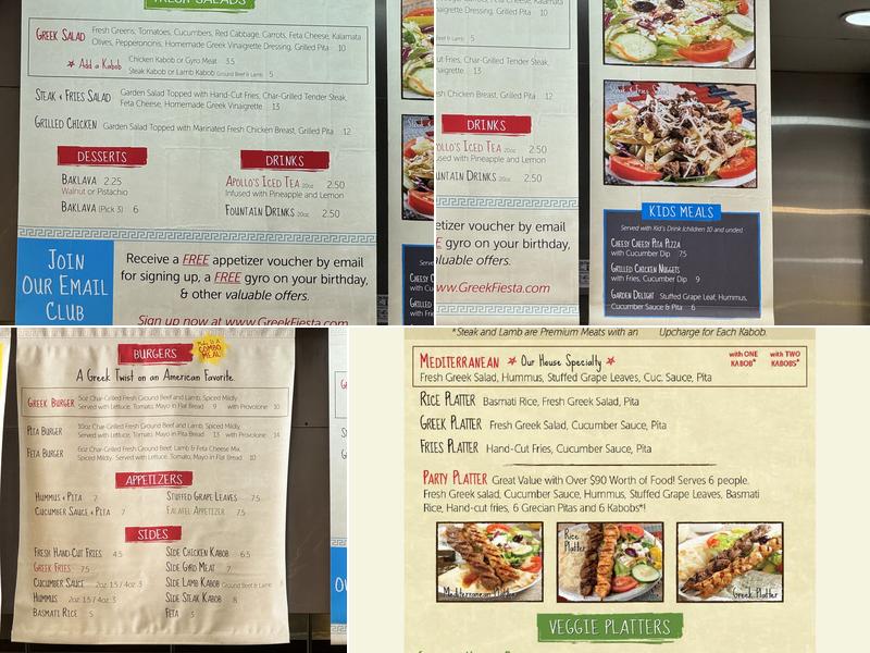 Greek Fiesta at Crossroads Plaza, Cary Menu