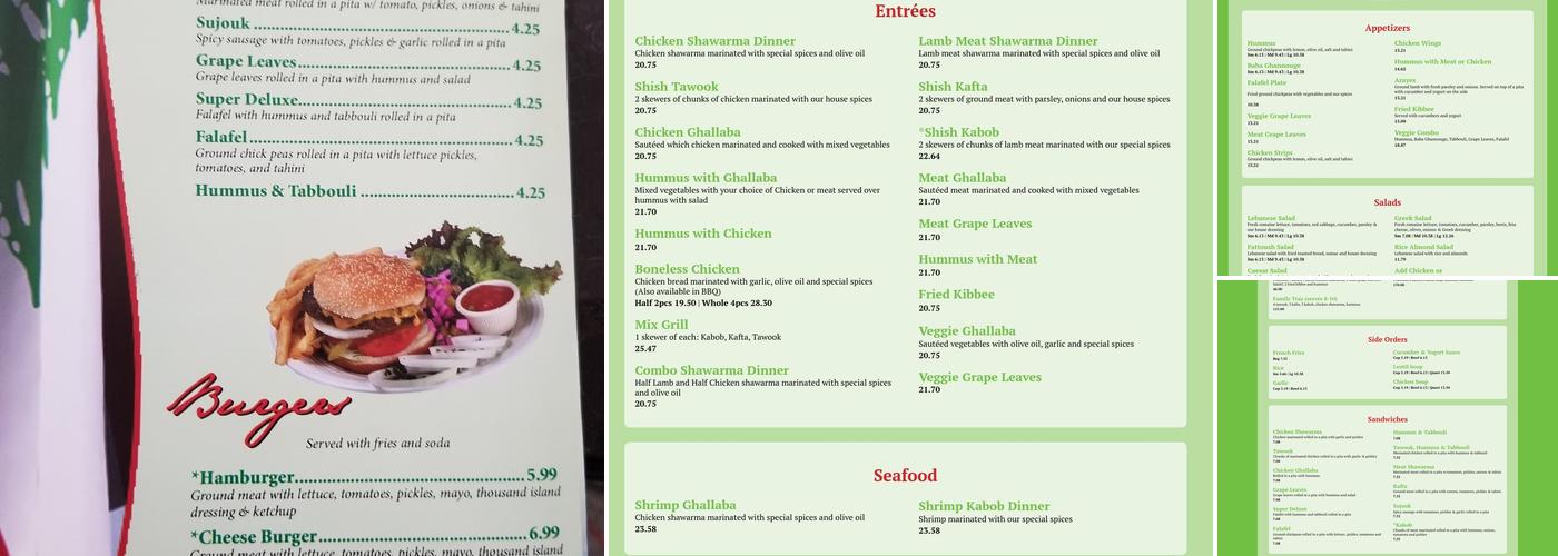 Green Cedar Menu