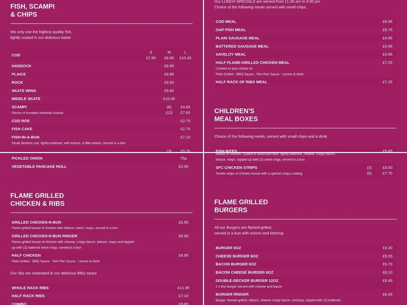 Howard's Fish & Grill Menu
