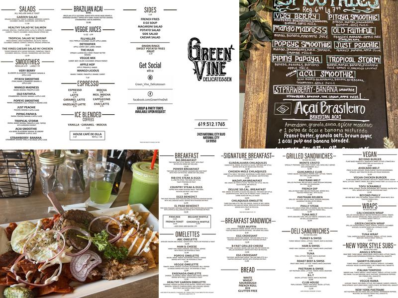 Green Vine Delicatessen Menu