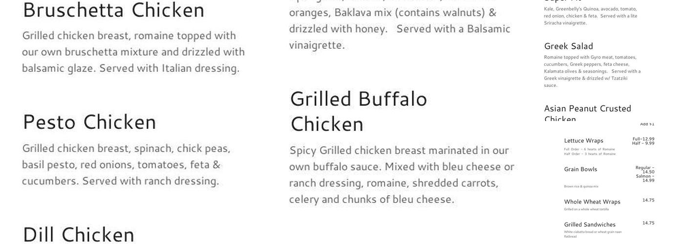 Greenbelly Menu