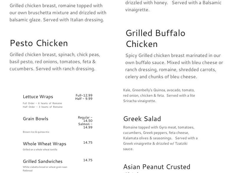 Greenbelly Menu