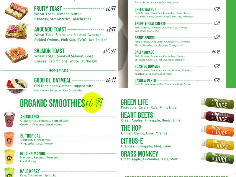 GreenLife - Gables, Fl Menu