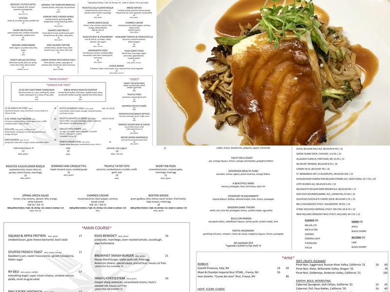 The Grey Stone Fine Food and Spirits Menu