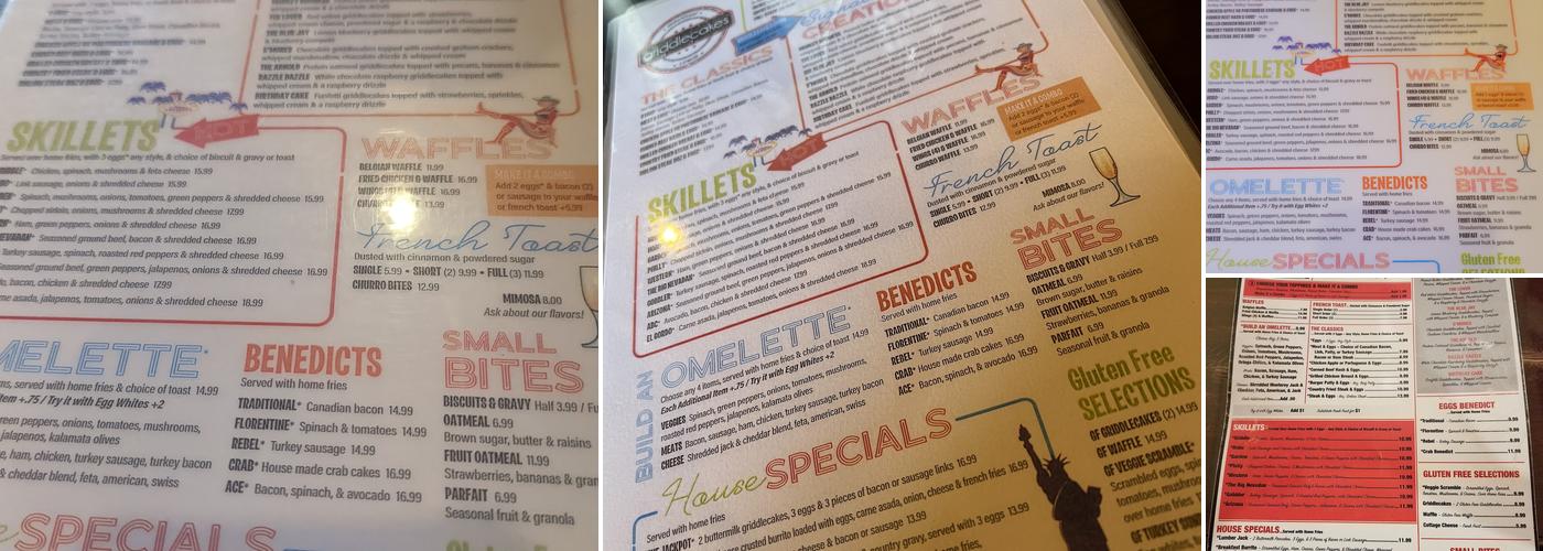 Griddlecakes Menu