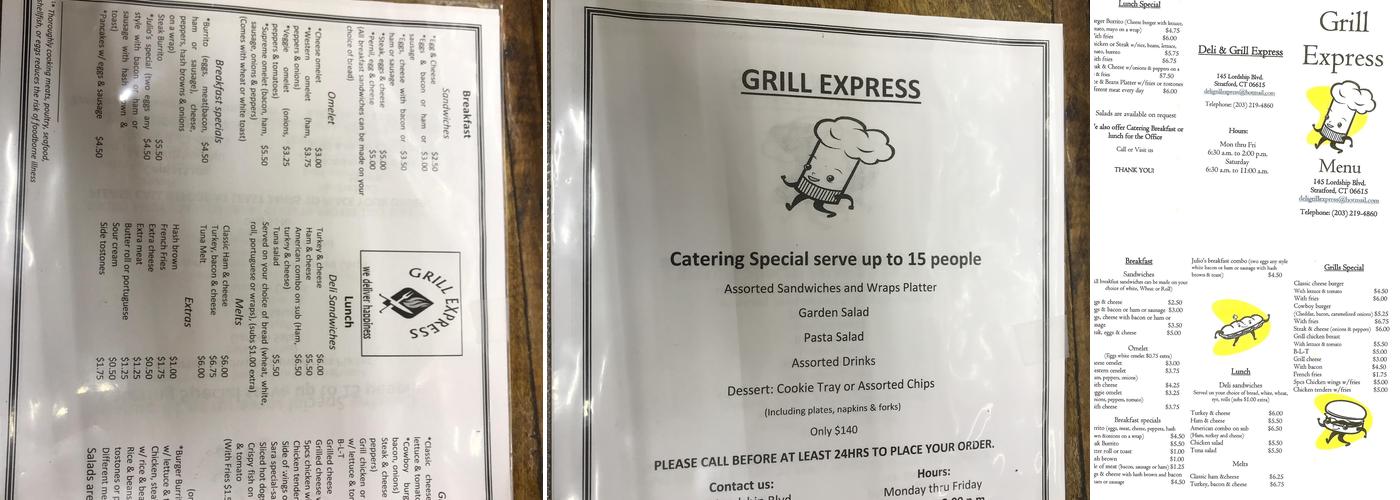 Grill Express Menu